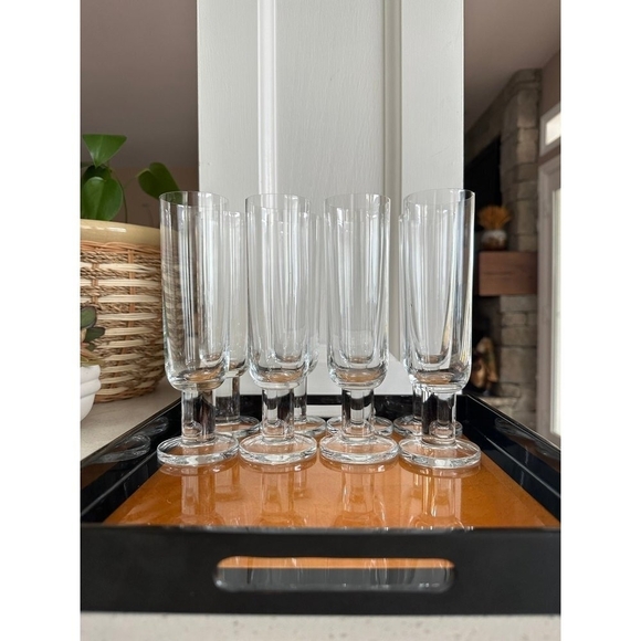 Set Of 4 Clear Glass ROSENTHAL STUDIO Champagne Flutes Champagne Crystal Glasses - Picture 4 of 5